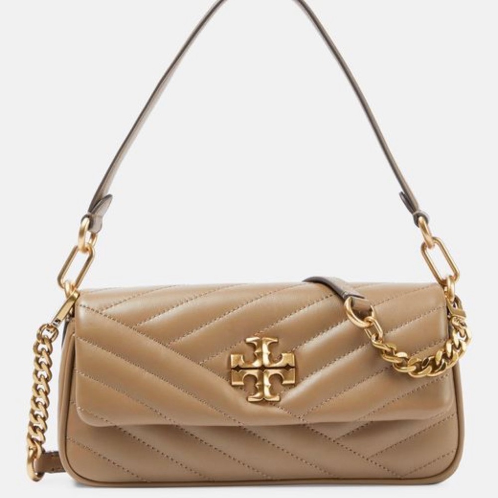 Tory Burch Kira Small Chevron-Quilt Flap Shoulder Bag Sand color